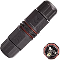 lebright Exteriores- resistente al agua-externa caja de conexión Cable conector Hülse eléctrico (Negro- 2 pines- IP67…